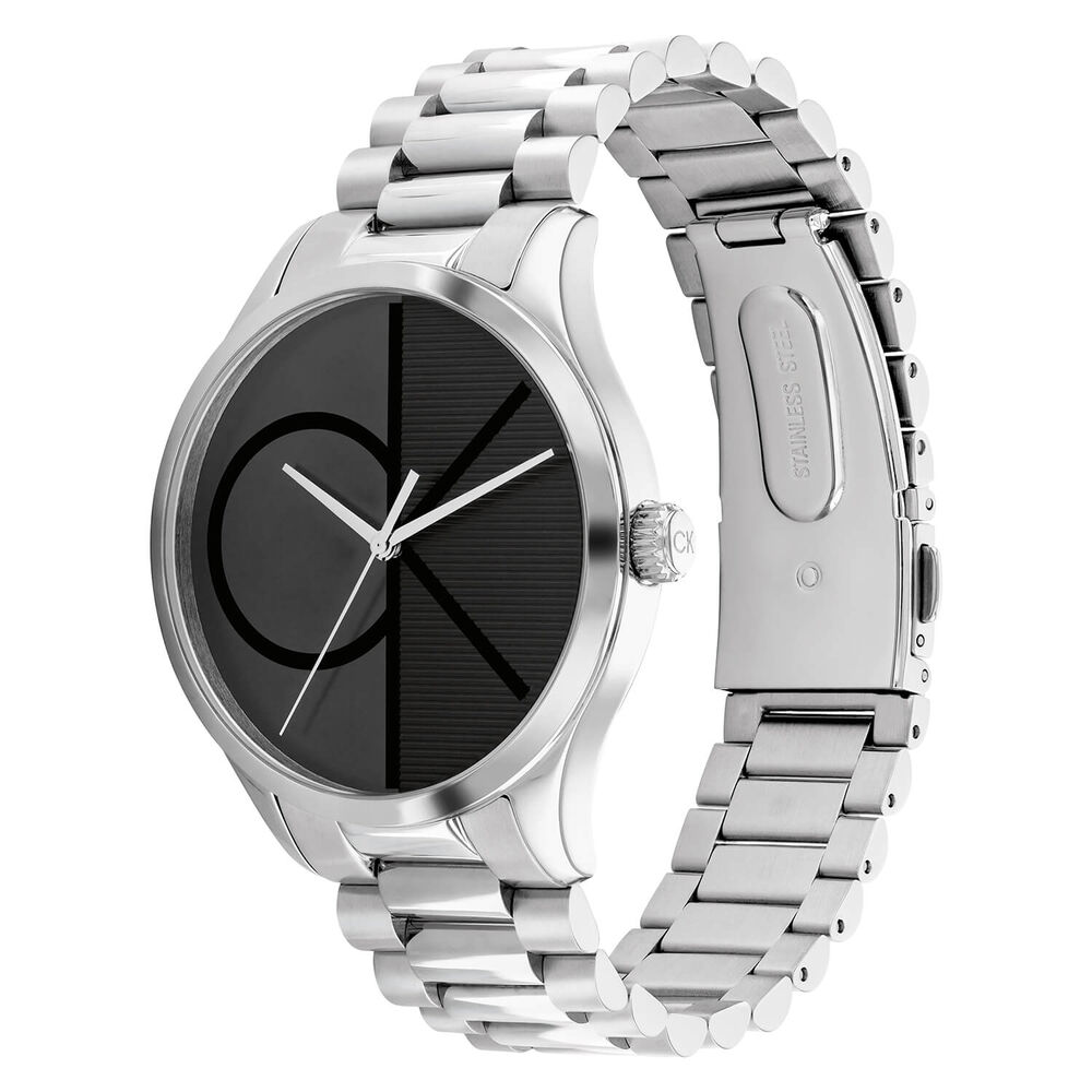 Calvin Klein Iconic 40mm Black Monogramed Dial Steel Bracelet Watch image number 2