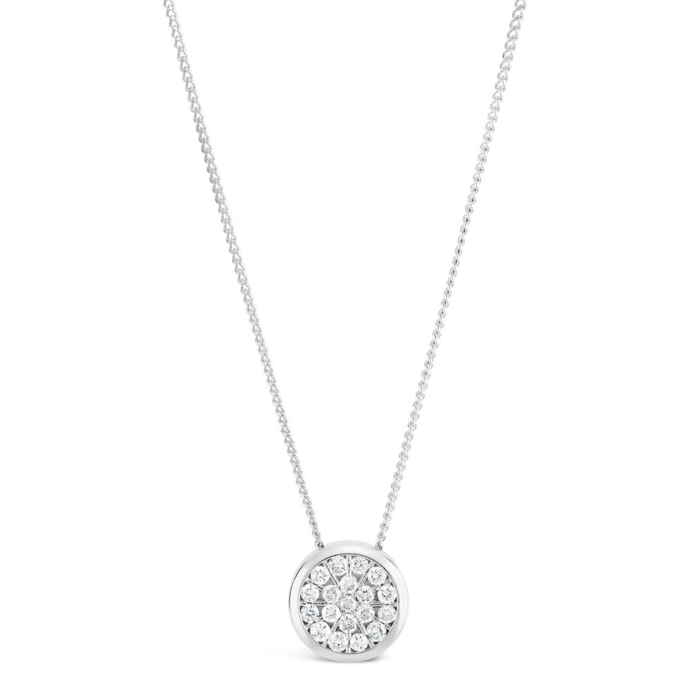 9ct White Gold 0.125ct Diamond Cluster Pendant image number 0