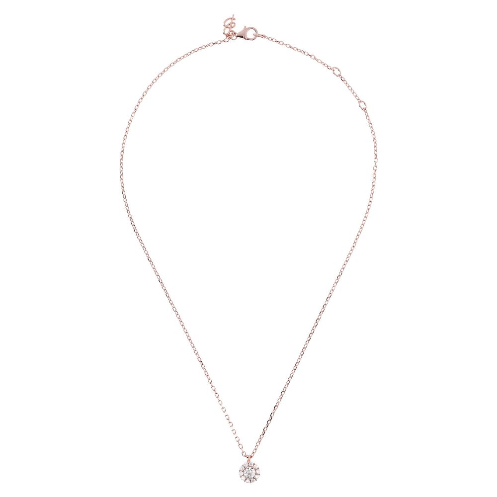 Bronzallure Altissima 18ct Rose Gold-Plated Crystal Halo Pendant image number 1