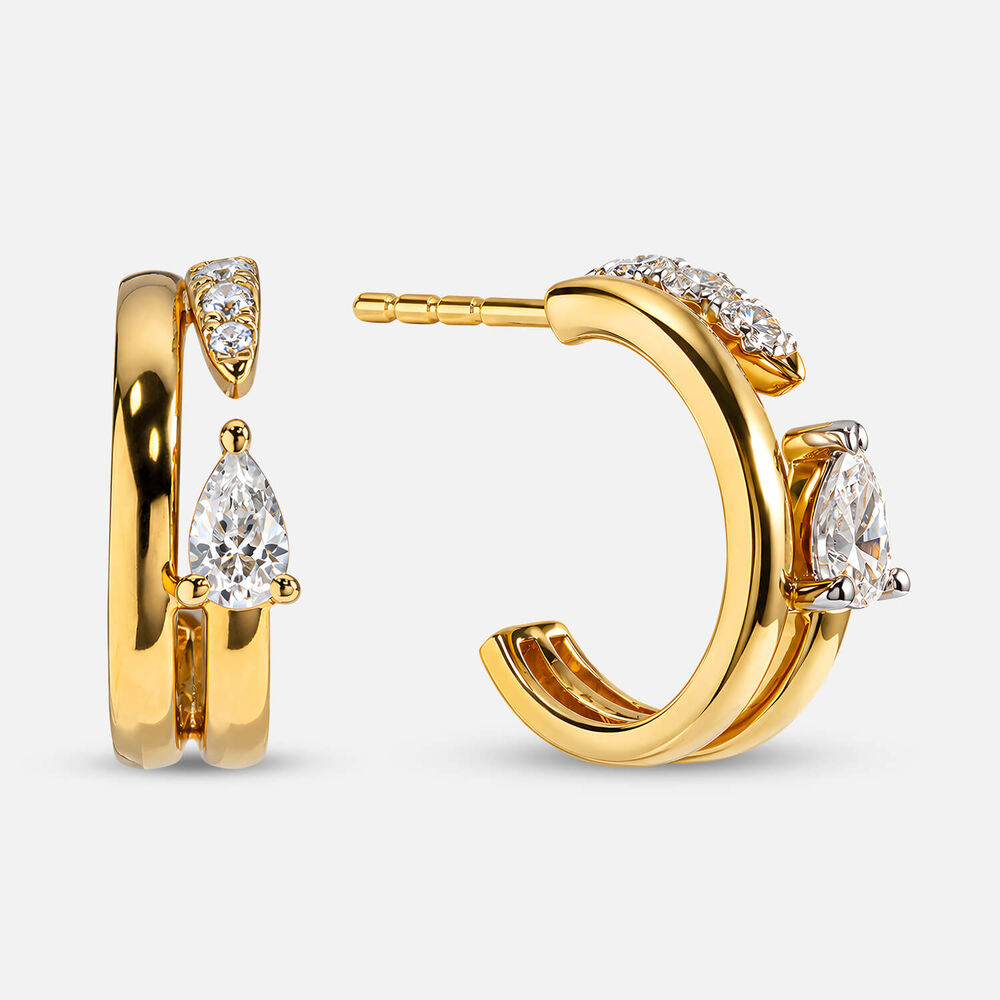 Yellow Gold Plated Vermeil Sterling Silver 0.33ct Lab Grown Diamond Two Bar Half Hoop Earrings
