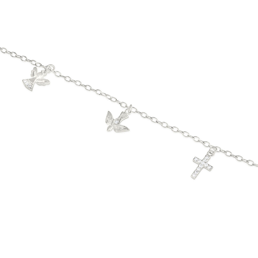 Sterling Silver Angel Dove Cross Bracelet