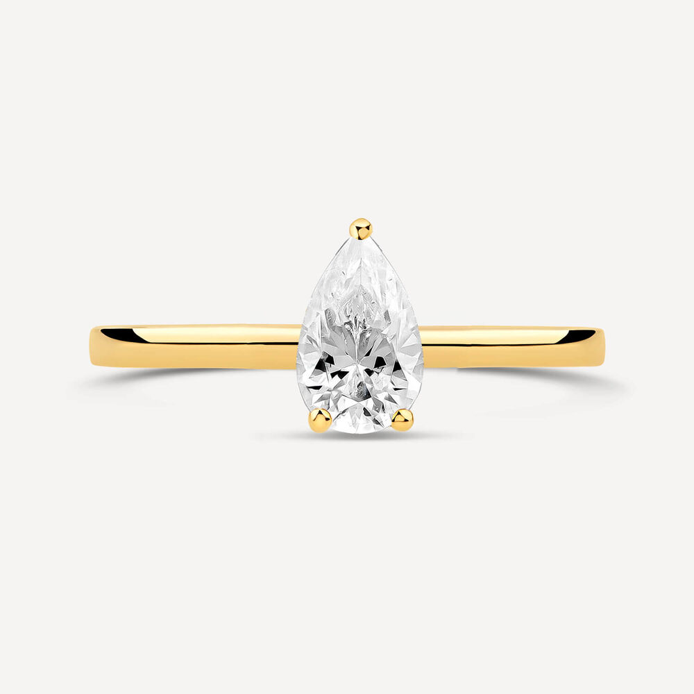 9ct Yellow Gold Pear Cubic Zirconia Promise Ring image number 1