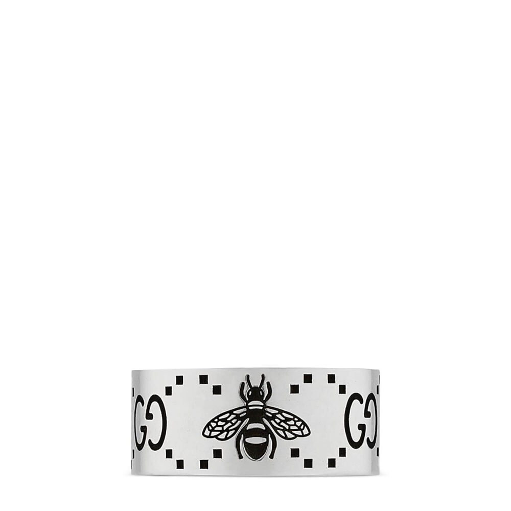 Gucci Signature Silver Bee Motif 9mm Ring (Size 20)