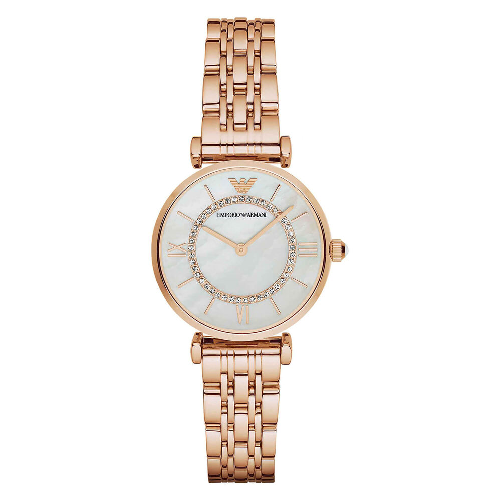 Emporio Armani ladies' cubic zirconia rose gold-tone bracelet watch image number 0
