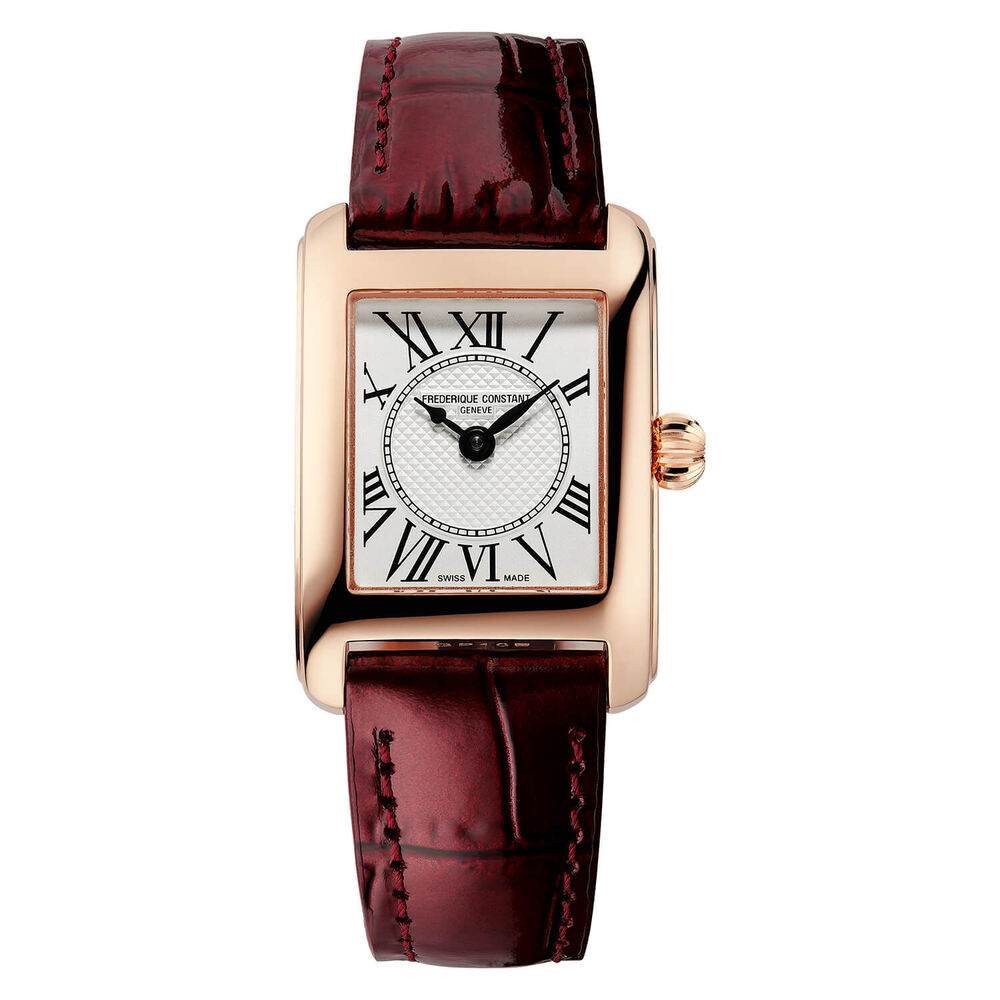 Frederique Constant Classics Carree Red Leather Strap Ladies Watch