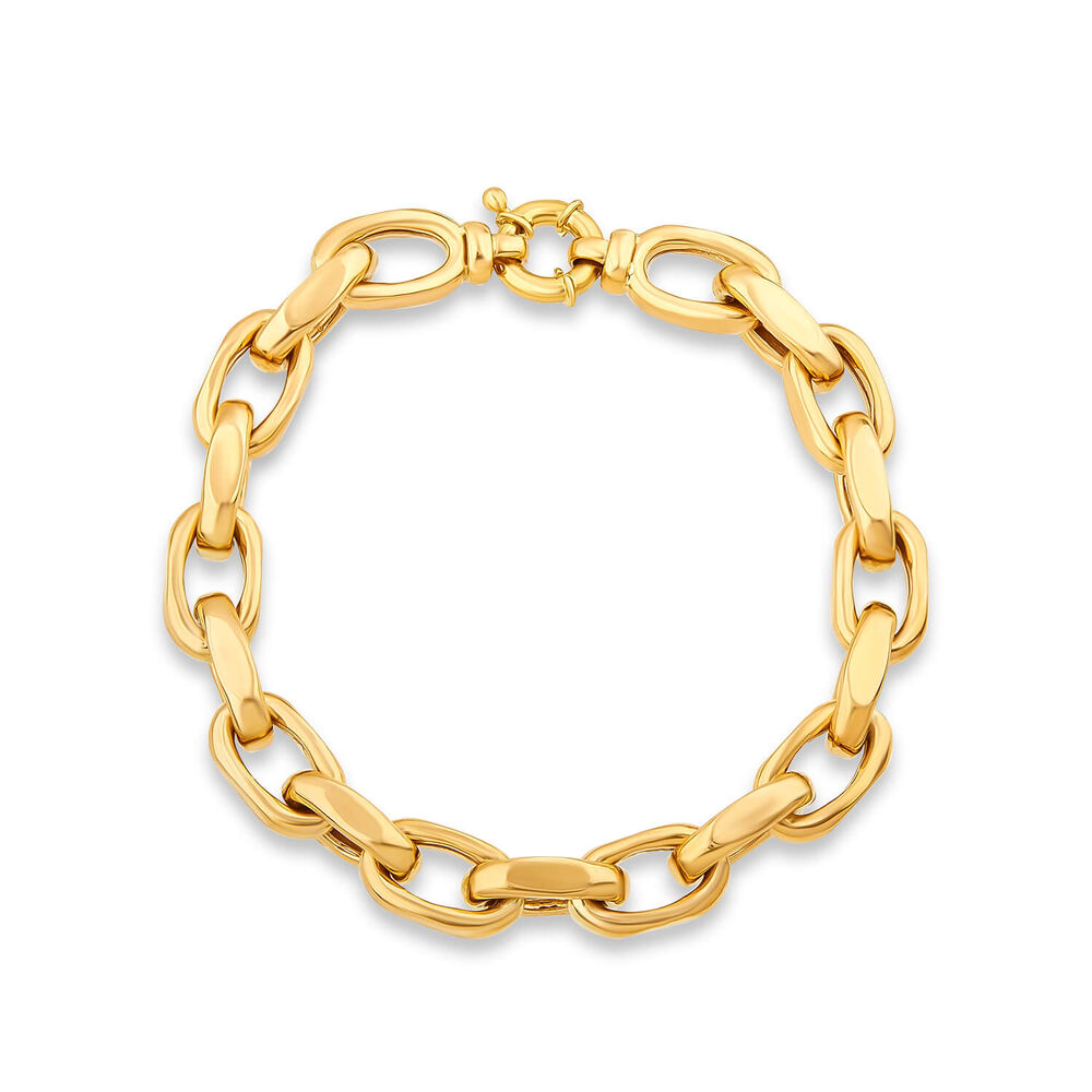 9ct Yellow Gold Diamond Cut Belcher Link Bracelet image number 0