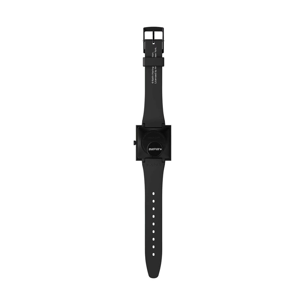 Swatch Break Time 41.8mm Square Black Dial Black Silicone Strap Watch image number 3