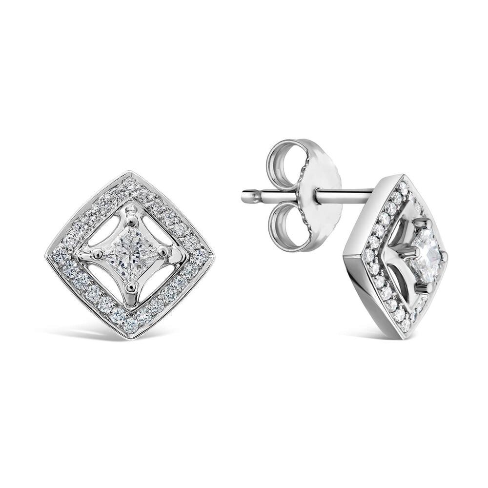 Northern Star 0.32ct Diamond Halo 18ct White Gold Open Stud Earrings image number 1