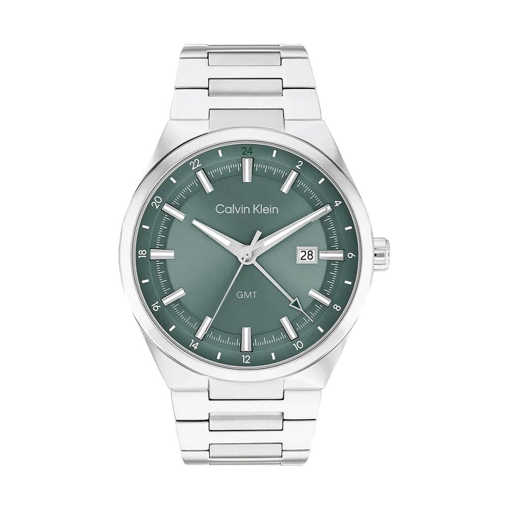 Calvin Klein Distinguish GMT 44mm Green Dial Steel Bracelet Watch image number 0