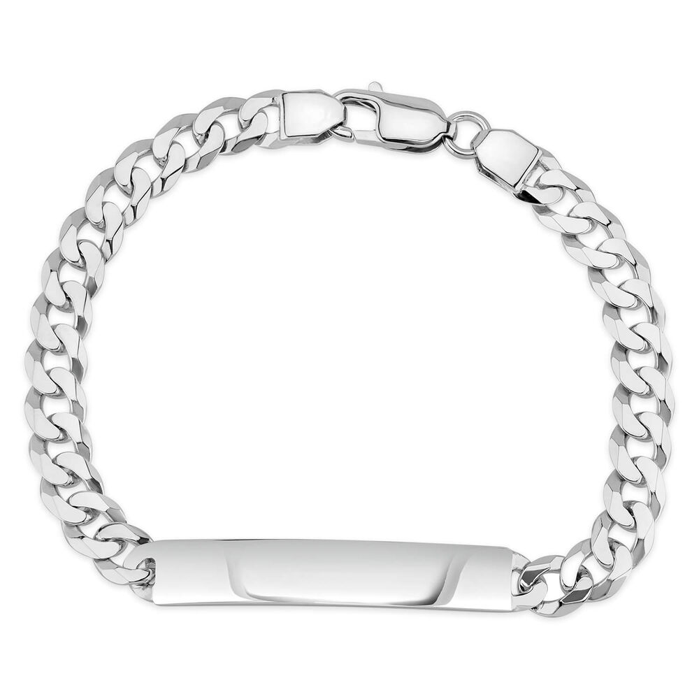 Sterling Silver Curb Link Mens Identity Bracelet