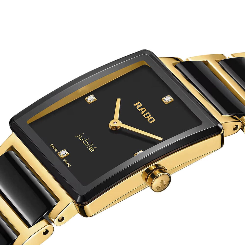 Rado Integral Diamonds 23mm Black Dial Gold PVD Watch
