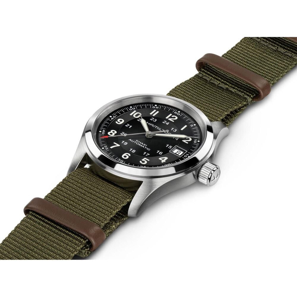 Hamilton Khaki Field Call of Duty Auto 38mm Black Dial Green Fabric Strap Watch image number 1