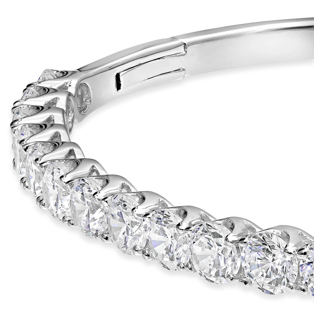 Sterling Silver Round Cubic Zirconia Claw Set Bangle image number 1