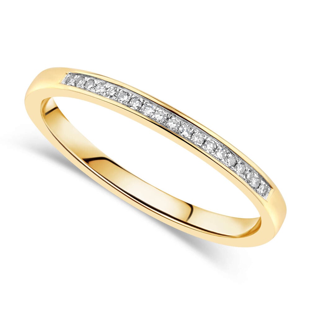 9ct Yellow Gold Channel 0.04ct Diamond Ladies Ring