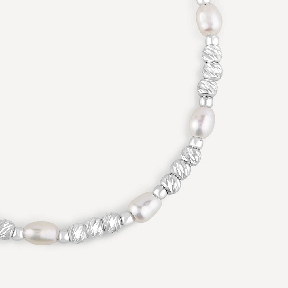 Sterling Silver Freshwater Beaded Pearl Bracelet image number 1