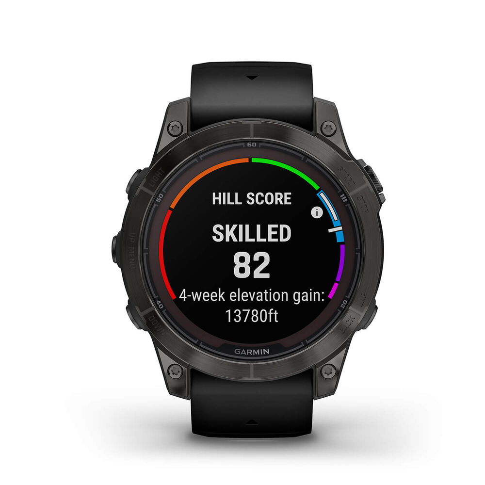 Garmin Fenix 7 Pro Sapphire Solar 47mm Carbon Grey DLC Titanium Case Black Strap Watch image number 5