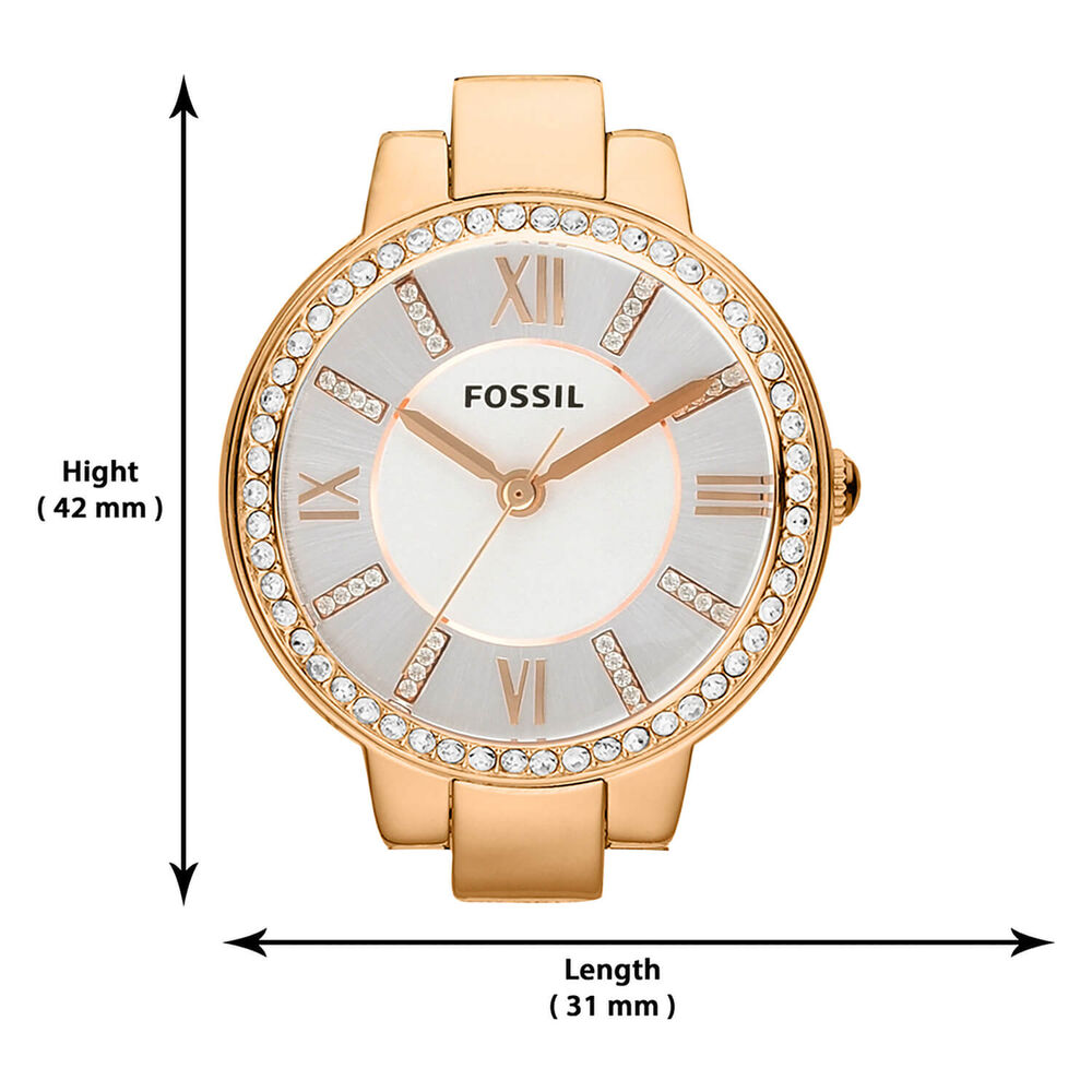 Fossil Virginia 28mm White Dial Rose Gold IP Case Bracelet Watch image number 7