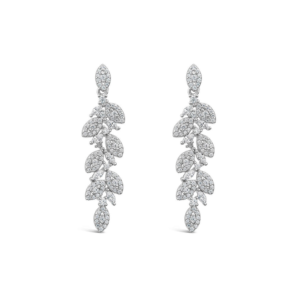 Sterling Silver Marquis Flower Drop Earrings image number 0