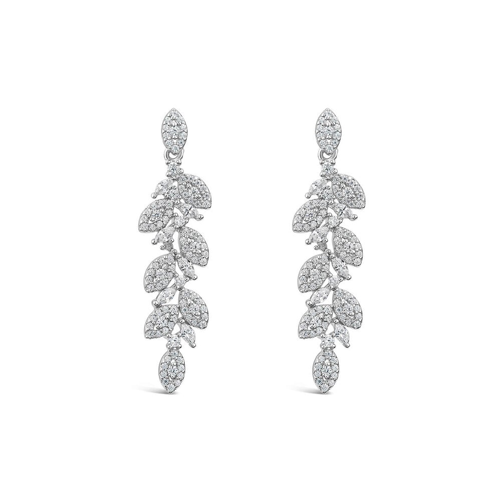 Sterling Silver Marquis Flower Drop Earrings