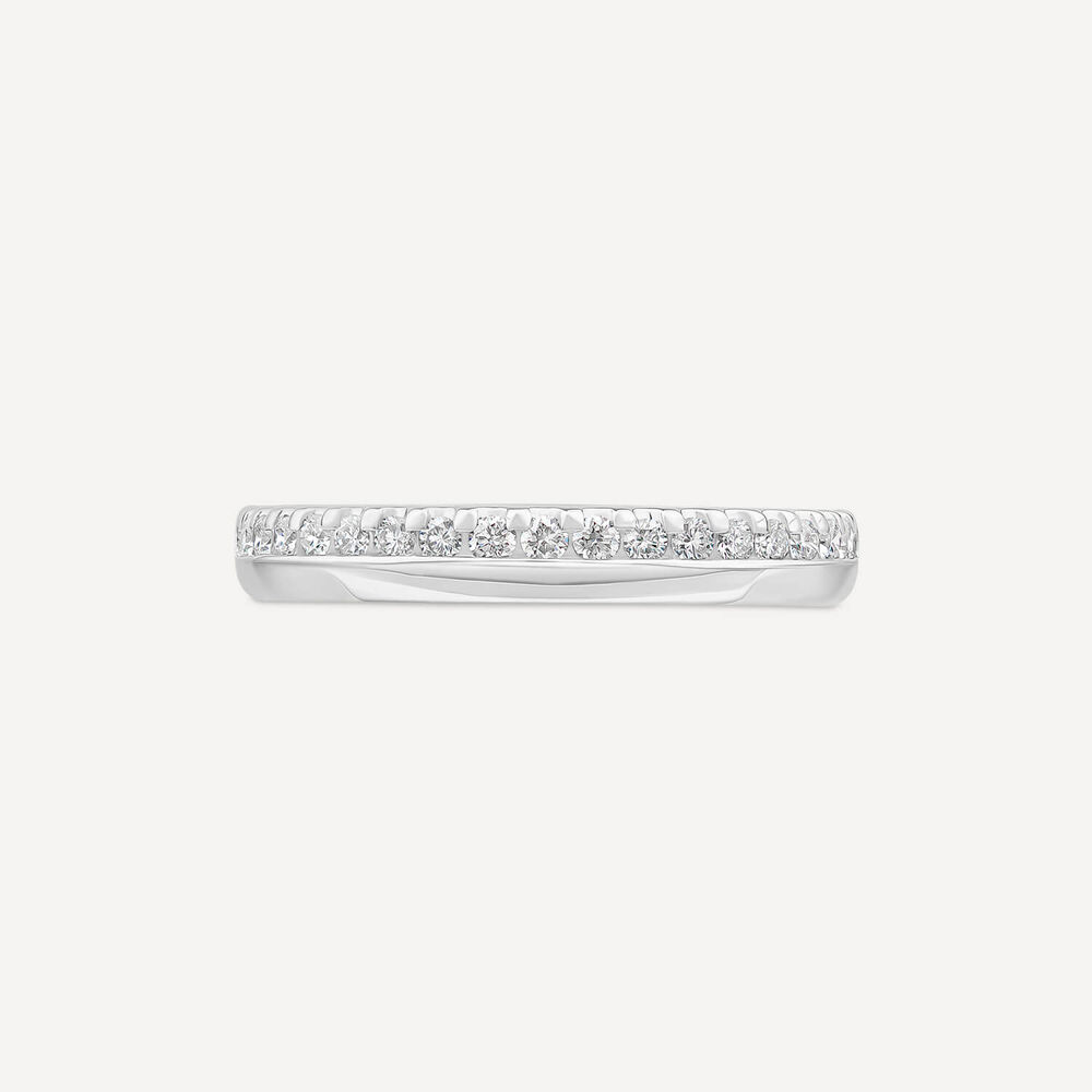 Platinum 3mm 0.20ct Diamond Offset Wedding Ring image number 1