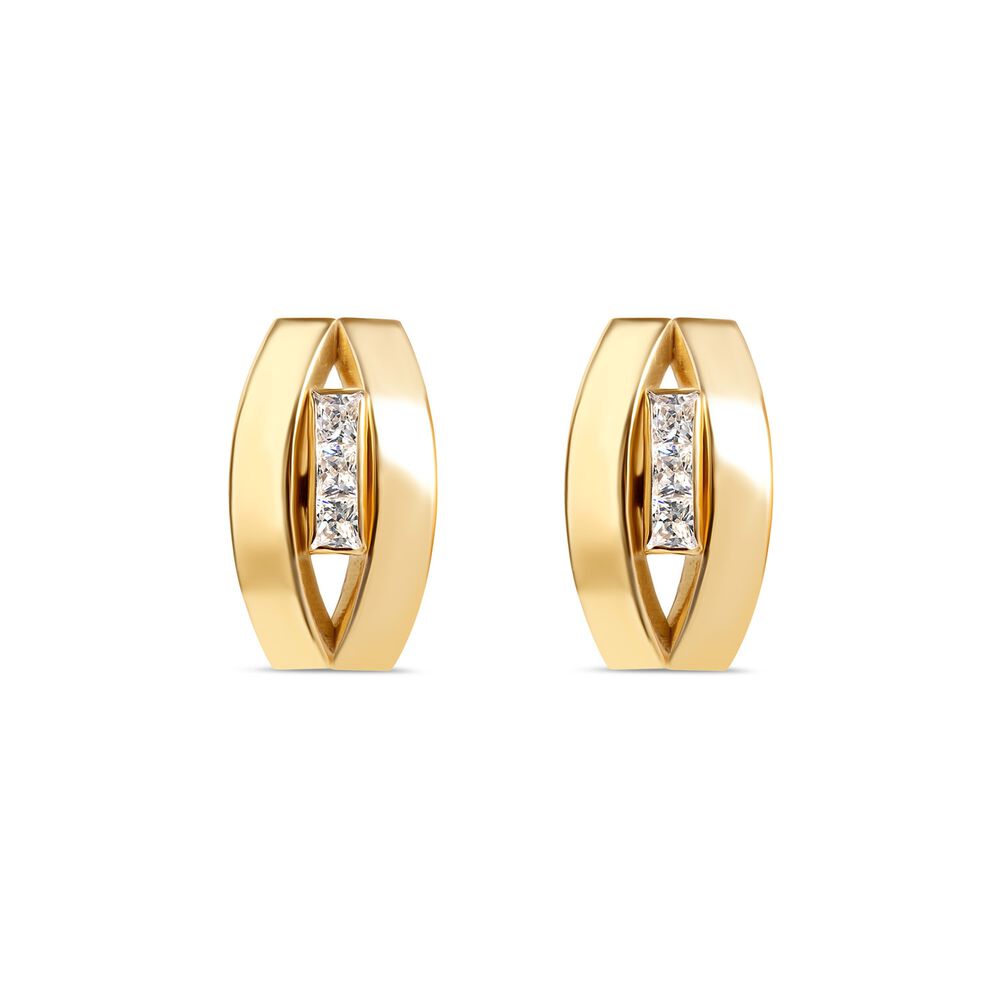 9ct Yellow Gold Three Stone Oval Stud Earrings image number 0