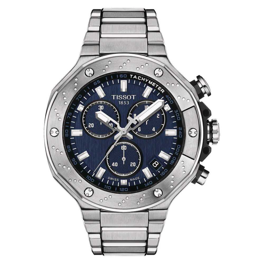 Tissot T-Race 45mm Blue Chrono Dial Steel Bracelet Watch