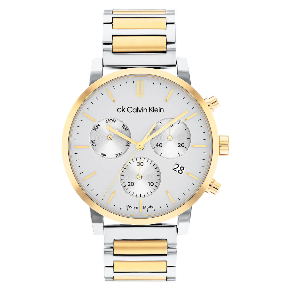 Calvin Klein Architectural 42mm White Dial Steel & Yellow Gold Bracelet Watch
