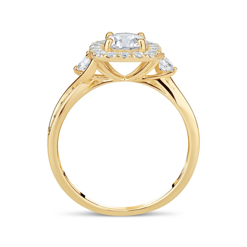 9ct Yellow Gold Cubic Zirconia Square Halo Twist Ring image number 2