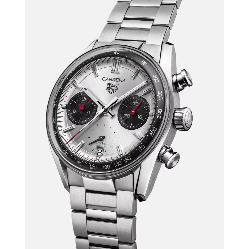 TAG Heuer Carrera Chronograph 39mm Silver Dial Stainless Steel Bracelet Watch image number 1