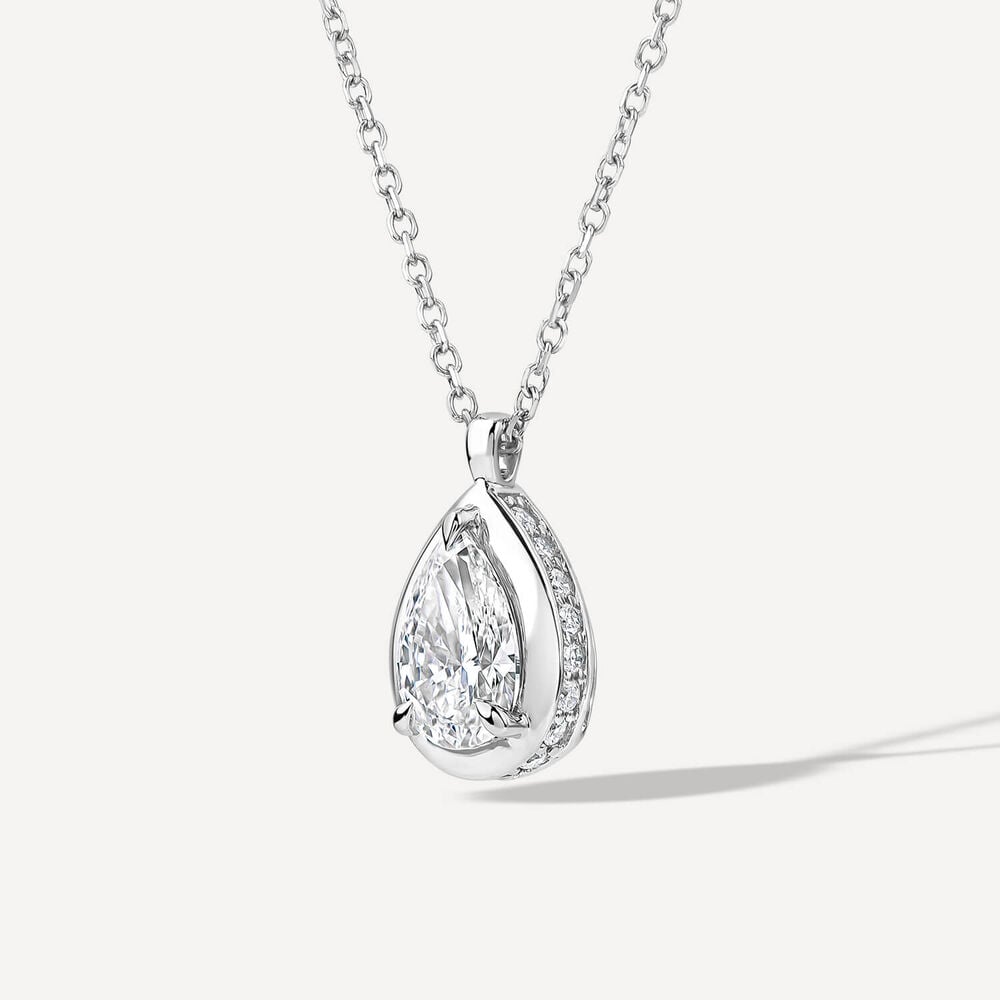 Born Orbit 9ct White Gold Lab Grown 0.82ct Oval Diamond Pendant