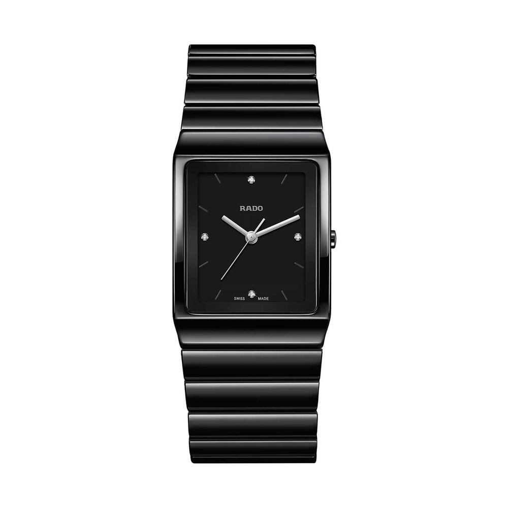 Pre-Owned Rado Diamonds 30mm Black Dial Ceramic Bracelet Watch