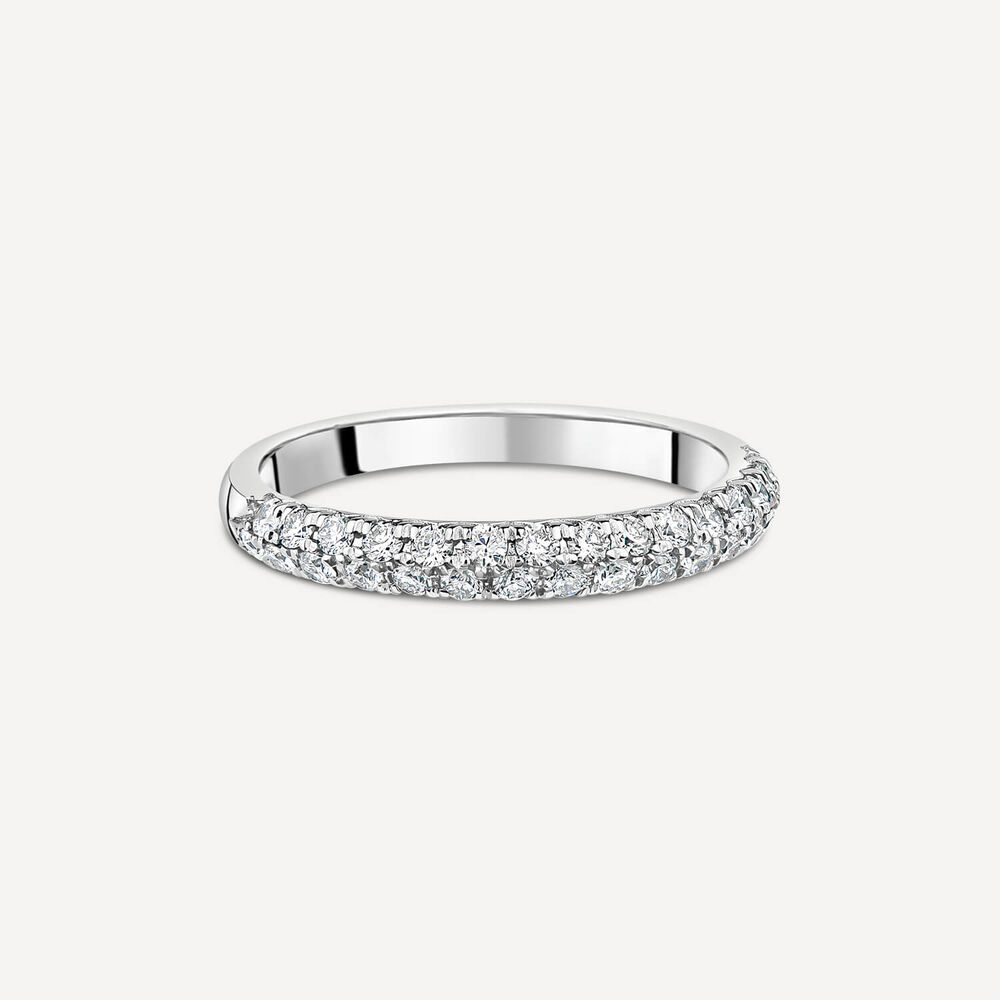18ct White Gold 2 Row Pave 0.50ct Diamond Wedding Ring image number 2