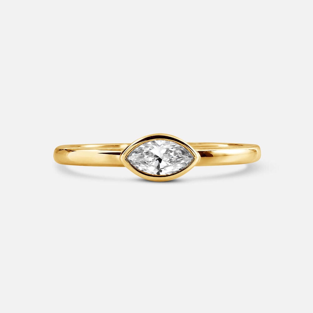 Born Contour 9ct Yellow Gold 0.25ct Marquise Lab Grown Diamond Bezel Set Ring