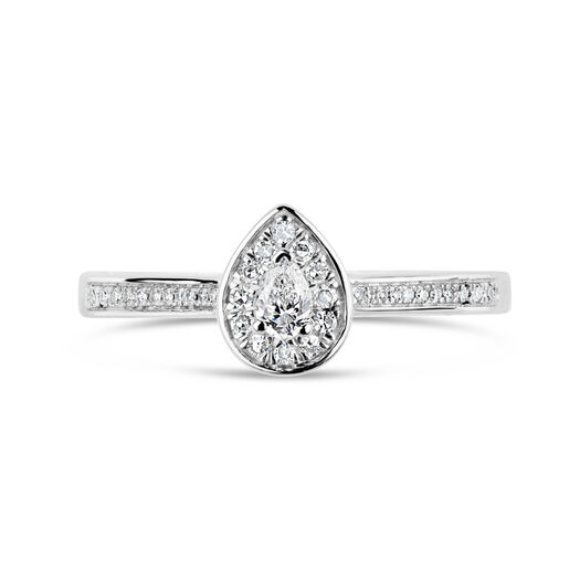 9ct White Gold 0.20ct Diamond Pear Cluster Ring