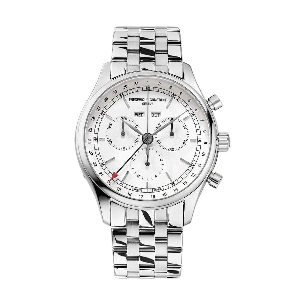Frederique Constant Classics Chronograph Triple Calendar 40mm Silver Dial Steel Bracelet Watch image number 0