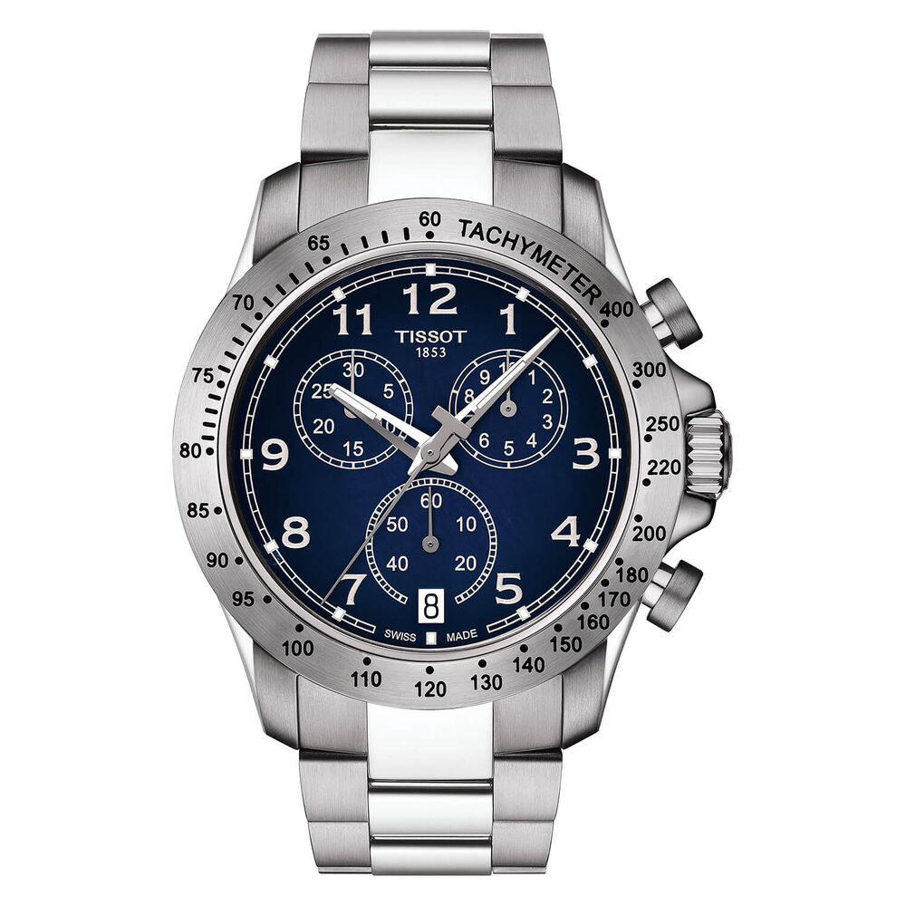 Pre-Owned Tissot T-Sport V8 Chronograph 42.5mm Blue Dial Steel Bracelet Watch