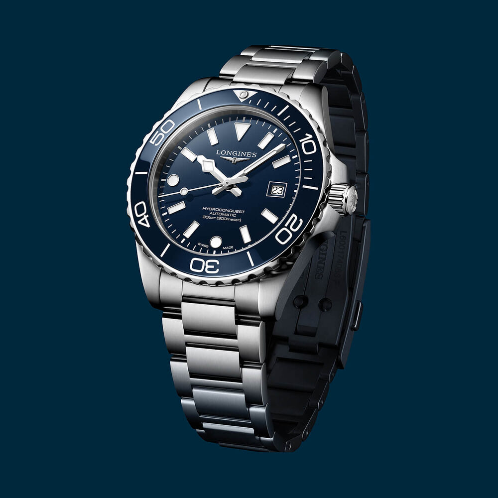 Longines HydroConquest 42mm Blue Dial & Bezel Steel Bracelet Watch