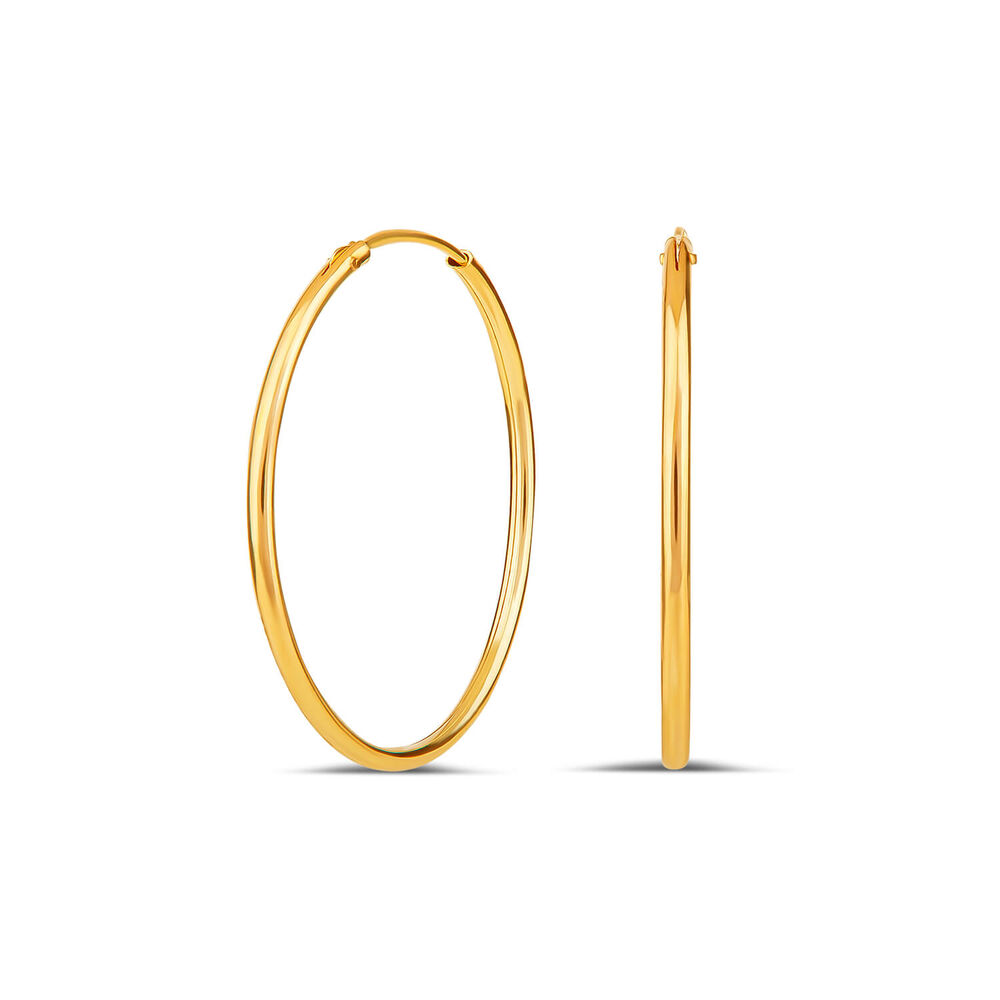 9ct Yellow Gold 25mm Sleeper Hoop Earrings image number 0