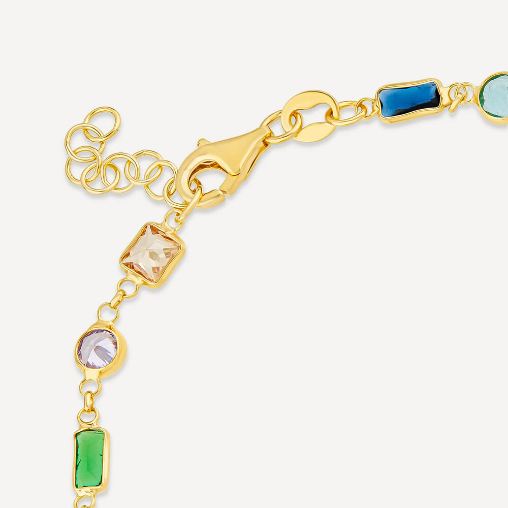 Silver & Yellow Gold Plated Multi Colour & Shape Stone Bracelet image number 4