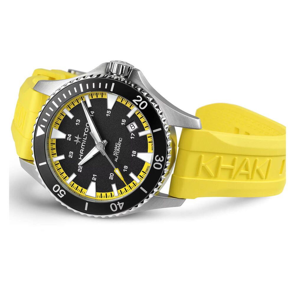 Hamilton Khaki Navy Scuba 40mm Black Dial & Bezel Yellow Rubber Strap Watch image number 1