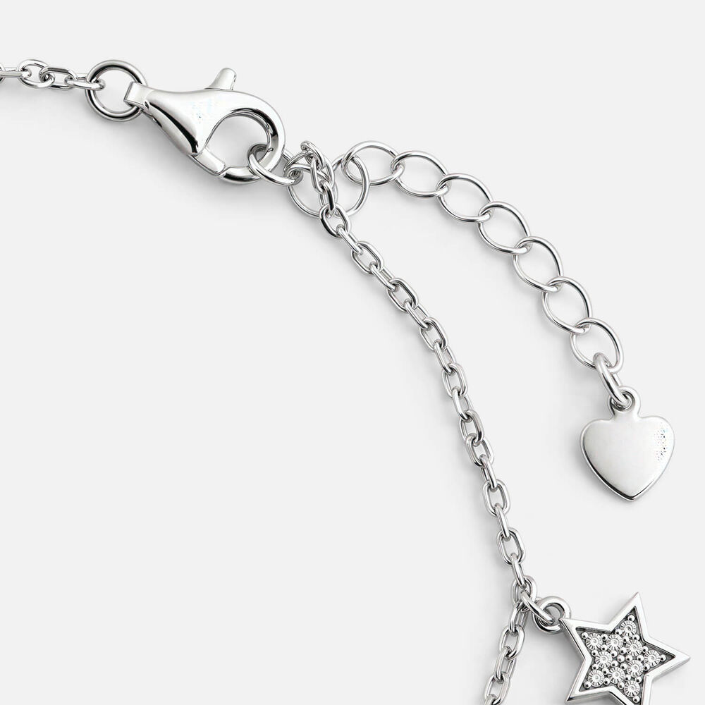 Sterling Silver Pave Cubic Zirconia Moon & Star Bracelet