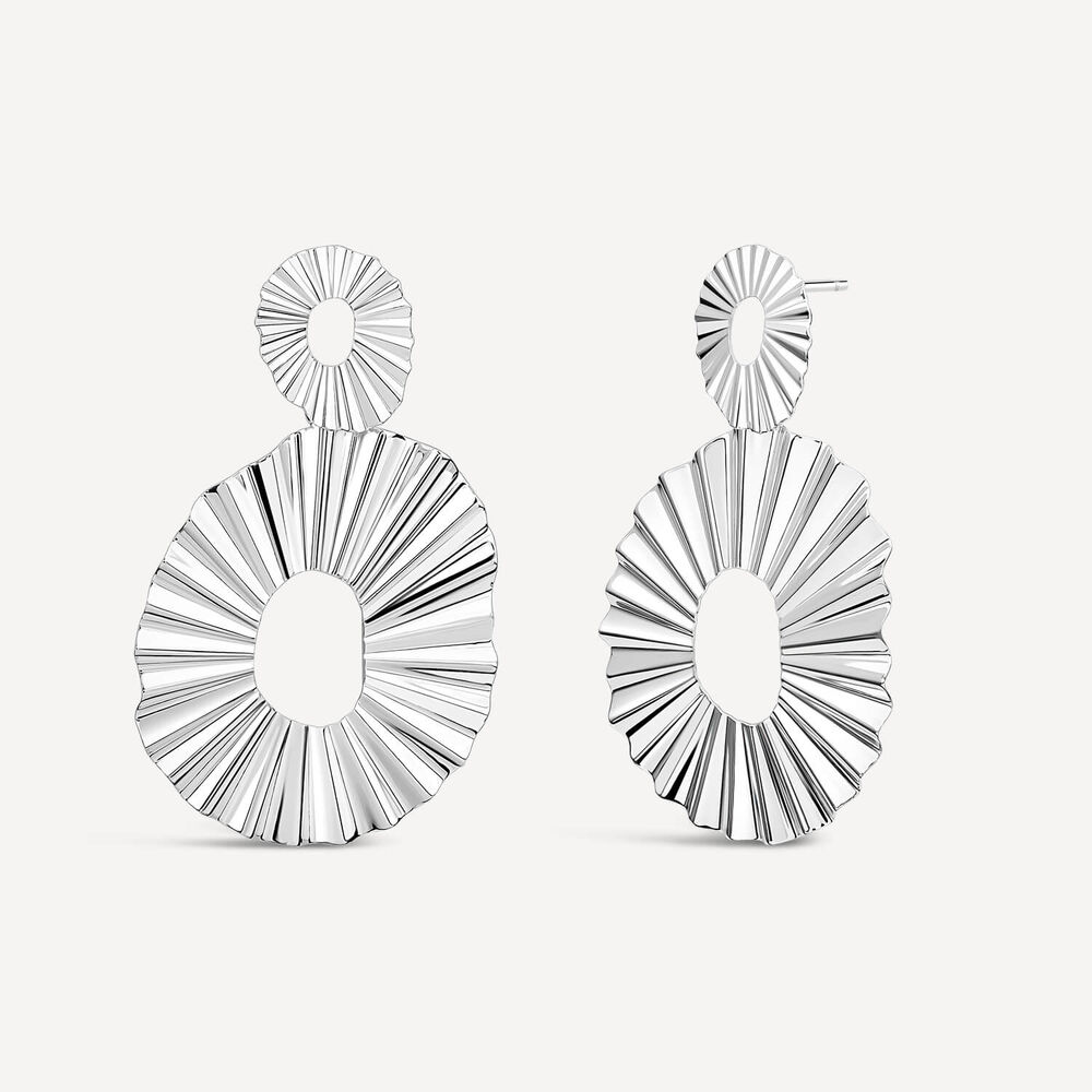 Sterling Silver Large Open Frill Drop Earrings image number 1