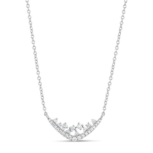 Ladies 9ct White Gold 0.34 Carat Diamond Sprinkle Crescent Necklace