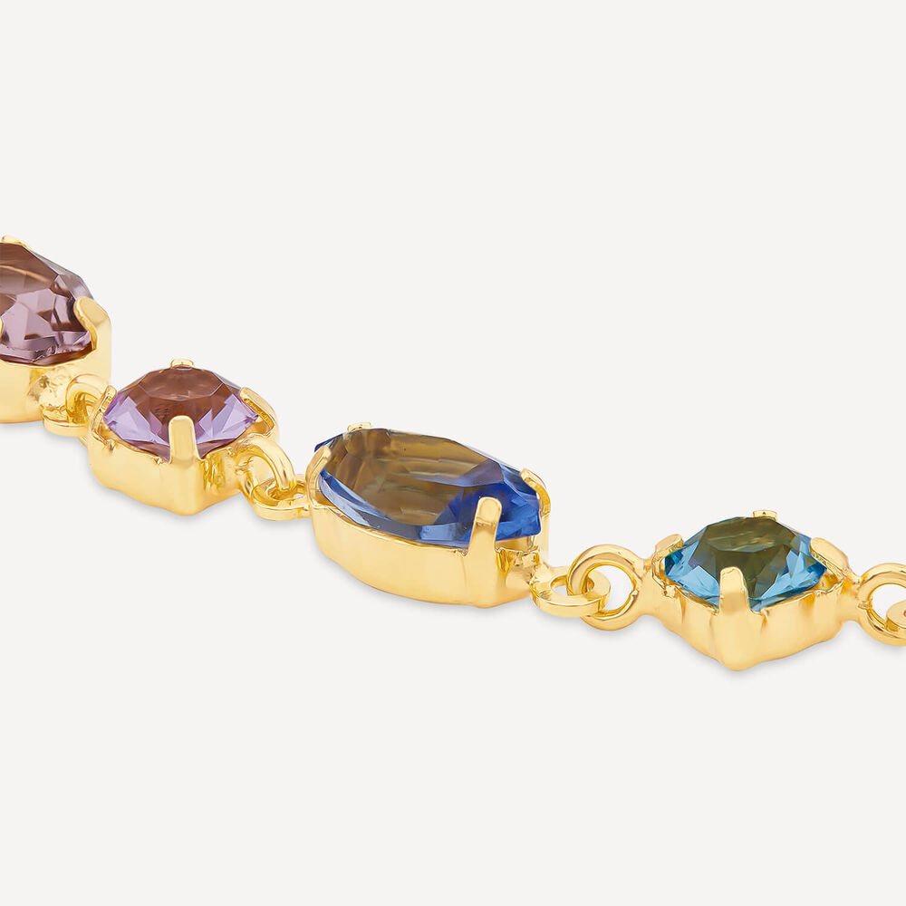 Yellow Gold Plated Sterling Silver Blue & Purple & Pink Multi Shaped Stones Bracelet image number 2