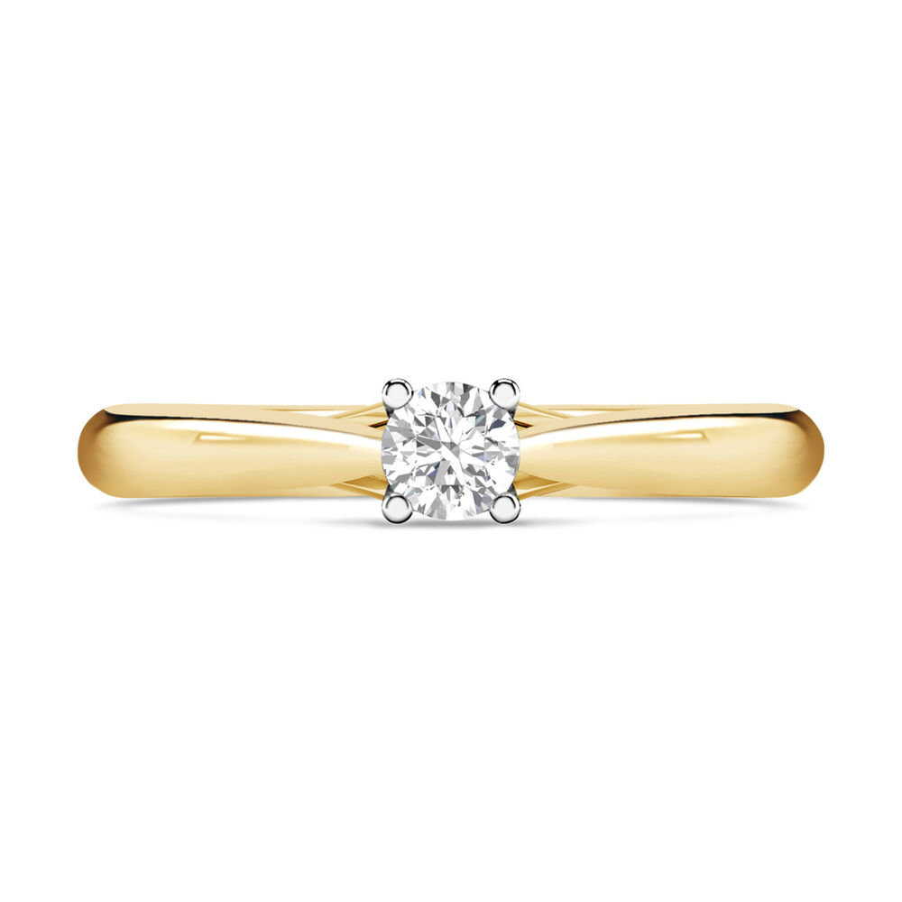 18ct Yellow Gold 0.25ct Round Diamond Orchid Setting Ring image number 1