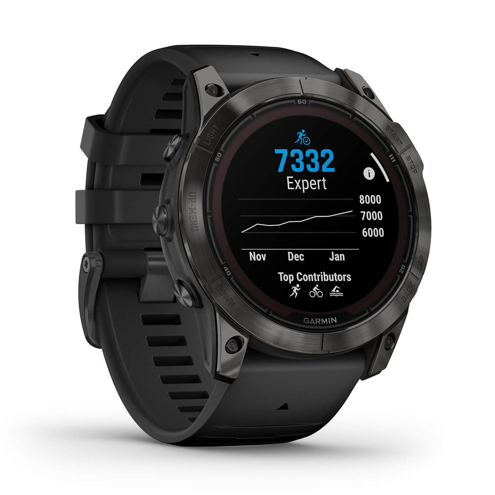 Garmin Fenix 7X Pro Sapphire Solar 51mm Carbon Grey DLC Titanium Case Black Strap Watch image number 3