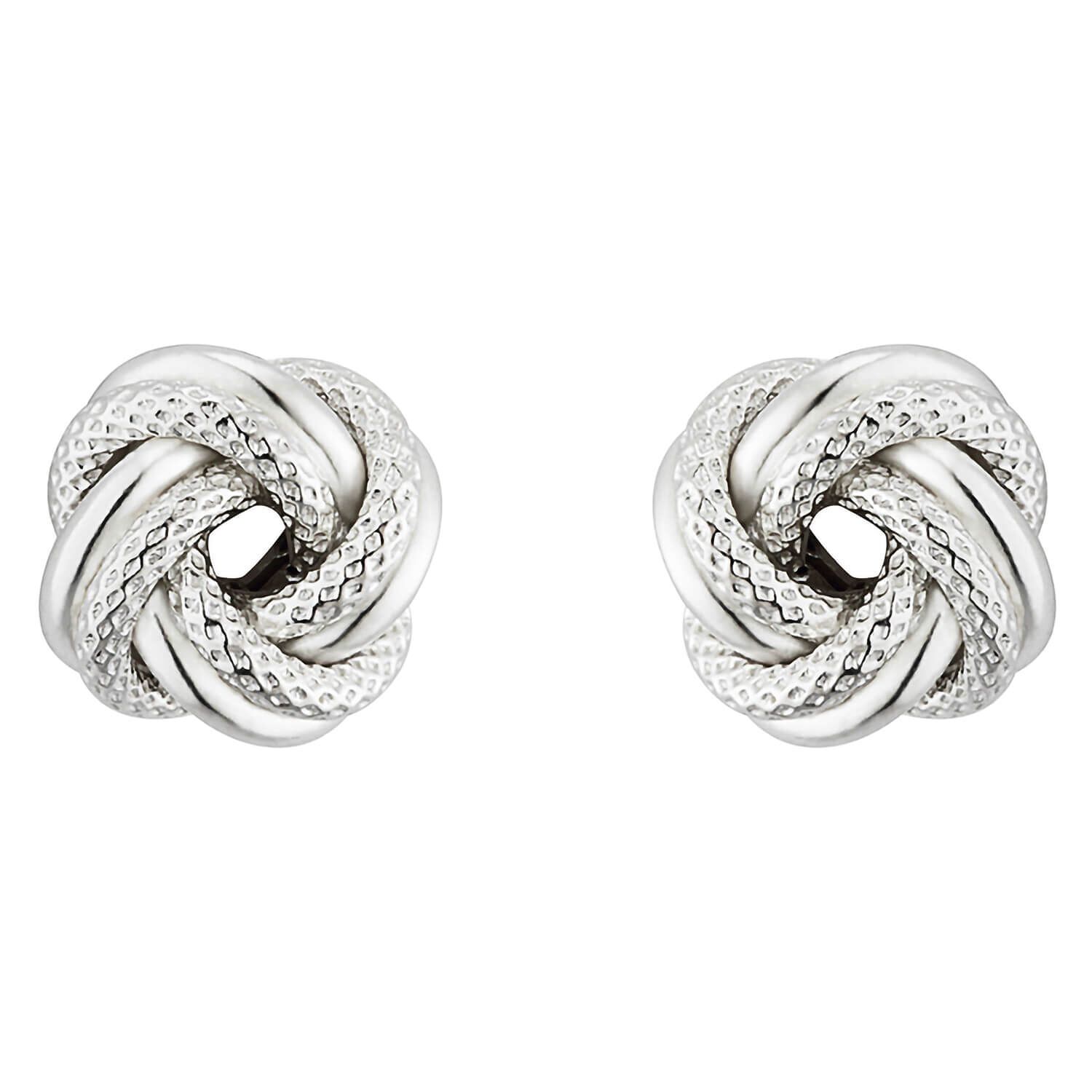 Large silver knot top earrings