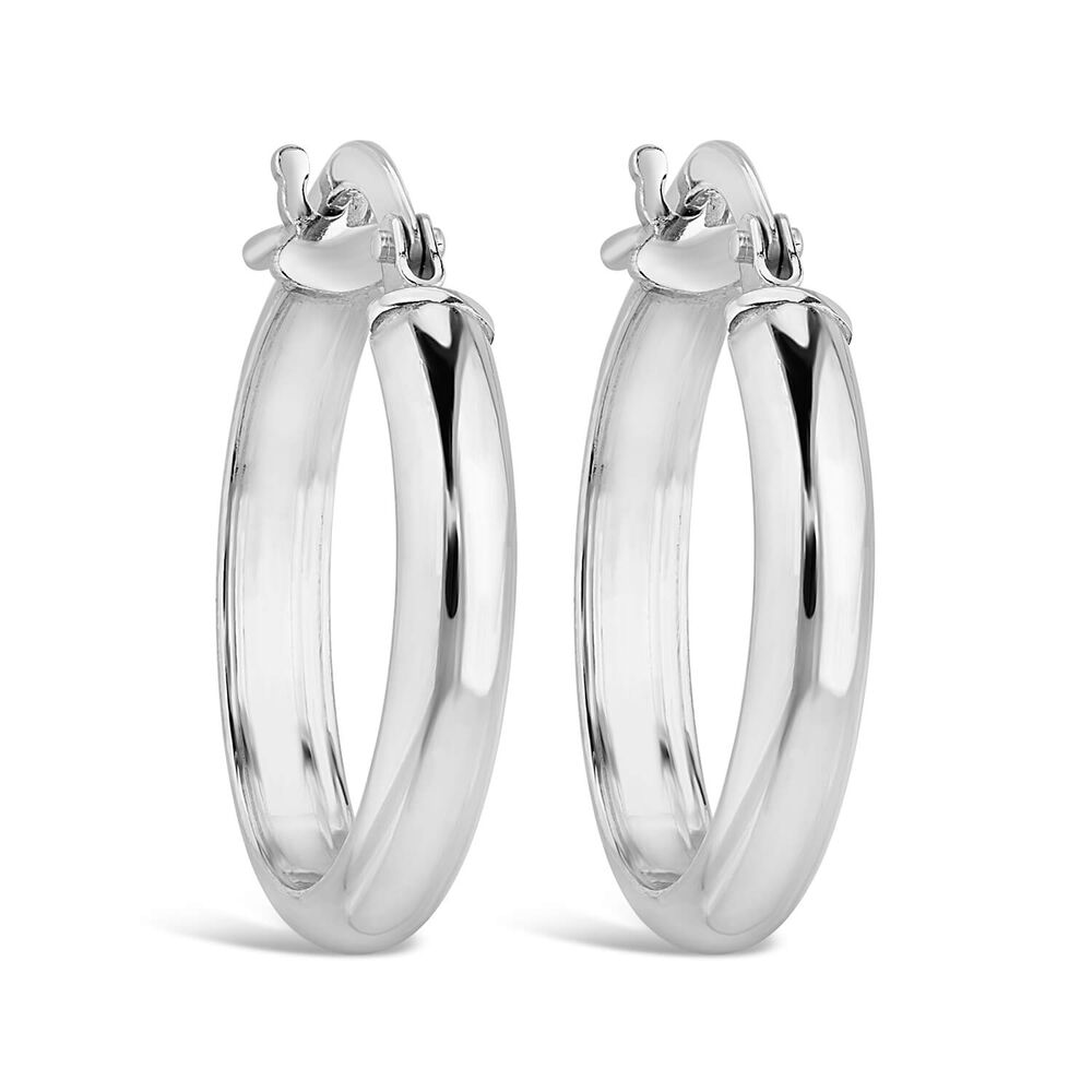 Sterling Silver 15mm Plain Hoop Earrings image number 0