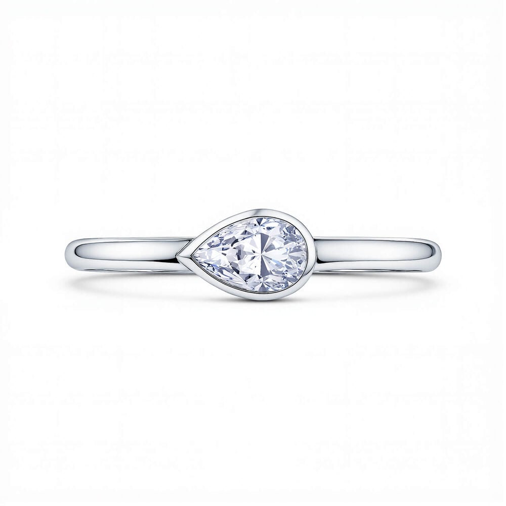 Born Contour 9ct White Gold 0.25ct Pear Lab Grown Diamond Bezel Set Ring