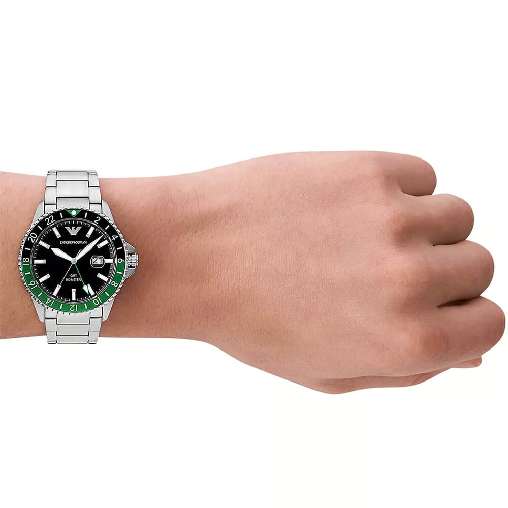 Emporio Armani Diver 42mm Black Dial Steel Bracelet Watch image number 4
